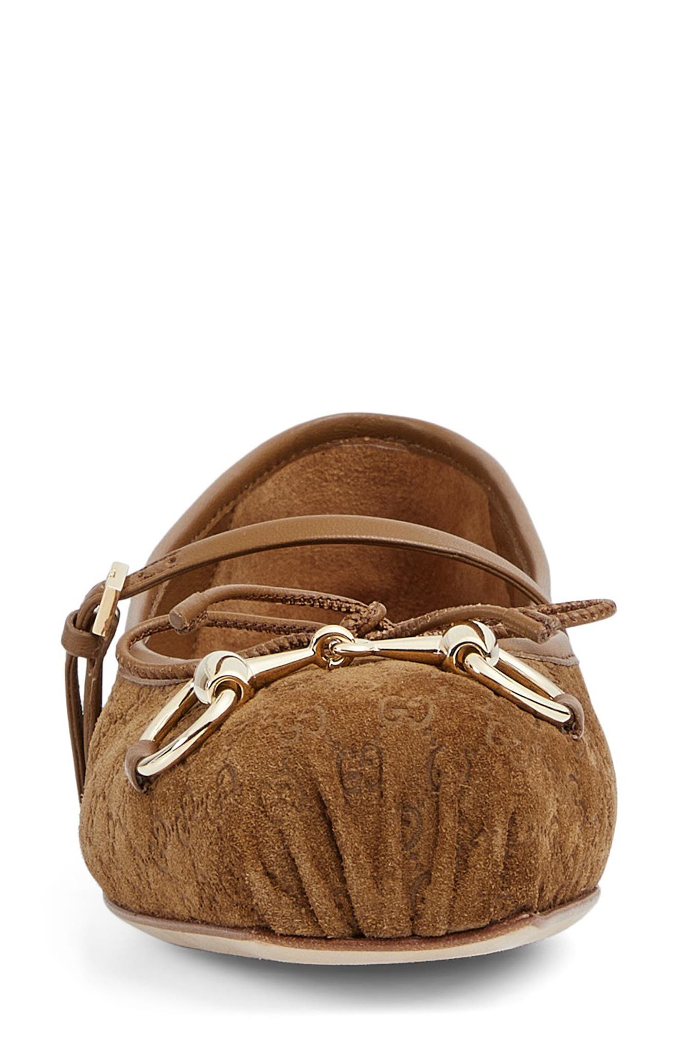 Gucci Horsebit Suede Ballet Flat, Alternate, color, Taupe