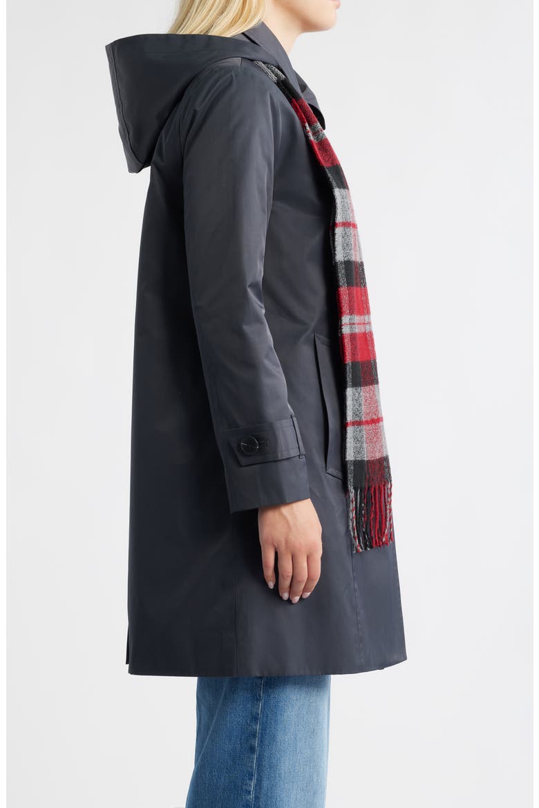 Short Raincoat with Scarf, Alternate, color, CHARCOAL
