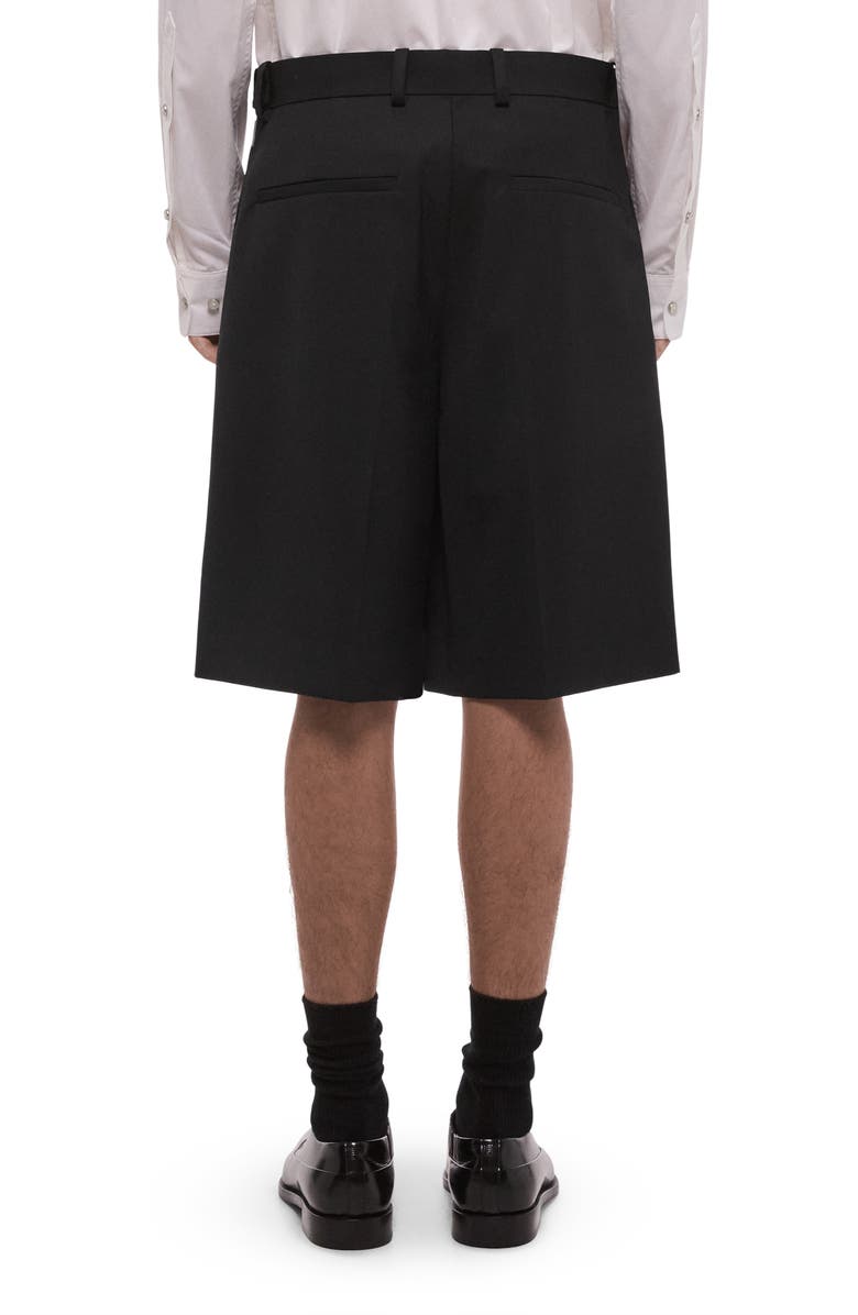 Helmut Lang Gab Pleated Wool Shorts, Alternate, color, Black