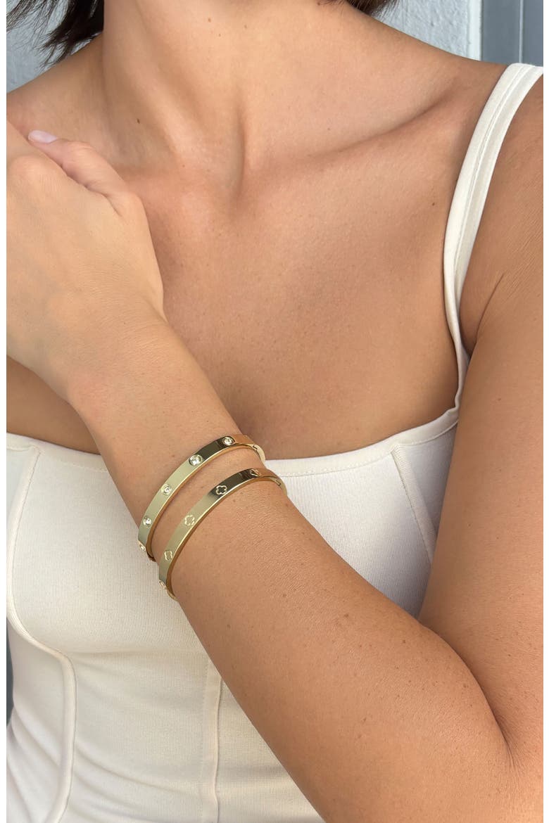 Set of 2 18k Gold Plated Bangle Bracelets, Alternate, color, GOLD