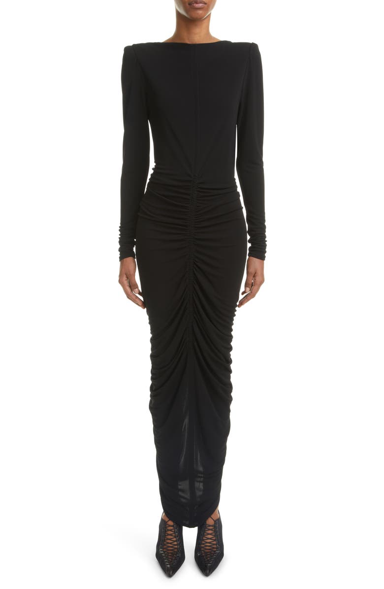 Givenchy Ruched Long Sleeve Crepe Gown, Main, color,