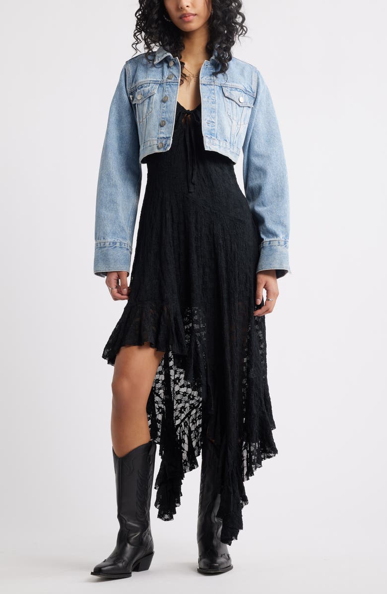 BP. Asymmetric Lace Sleeveless Midi Dress, Alternate, color, 