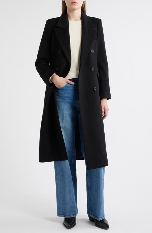 Sam Edelman Doubled Breasted Wool Blend Military Coat In Black