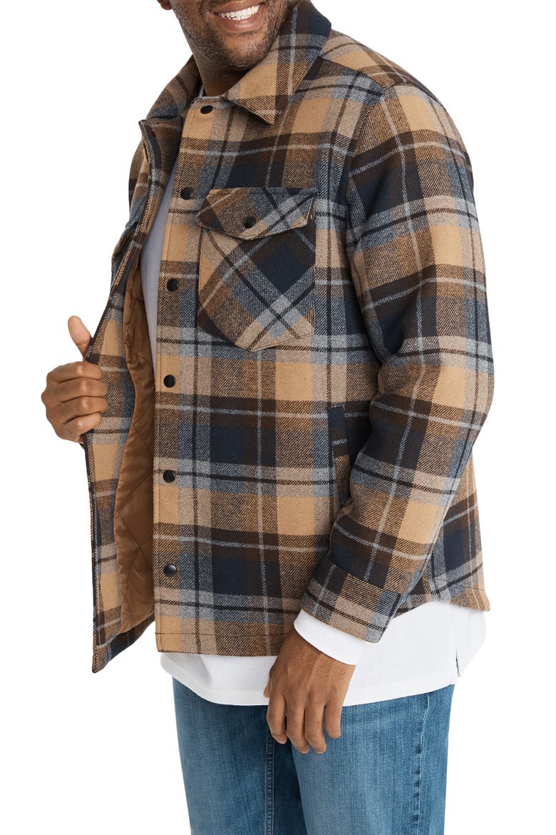 Kansas Regular Fit Check Shirt Jacket, Alternate, color, BROWN