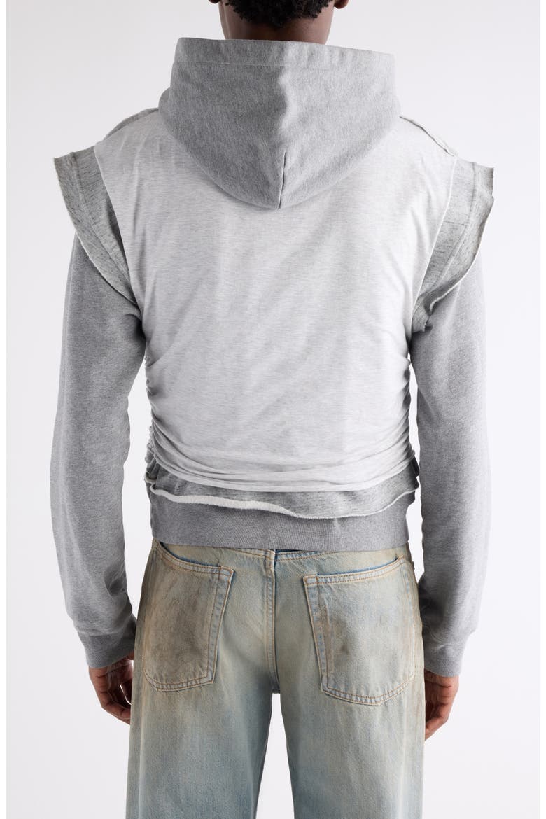 Frederico Stencil Logo Layered Hooded Sweatshirt, Alternate, color, GREY MELANGE
