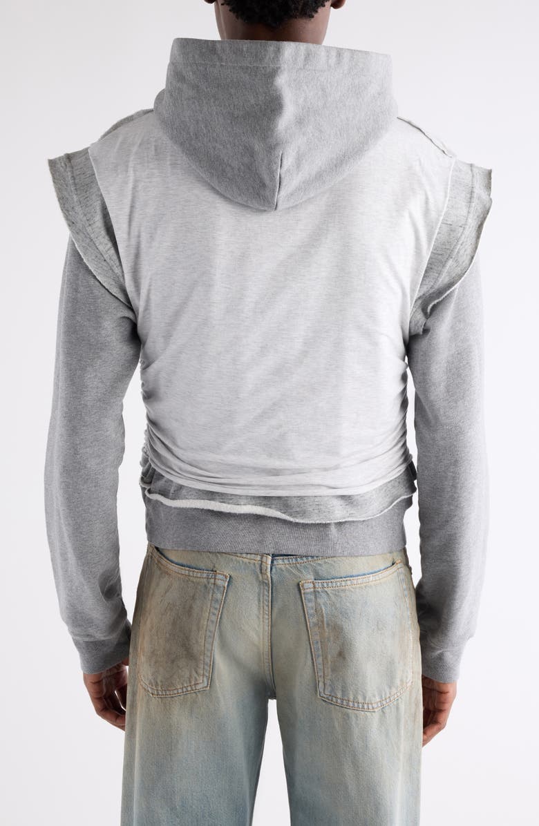 Acne Studios Frederico Stencil Logo Layered Hooded Sweatshirt, Alternate, color, Grey Melange