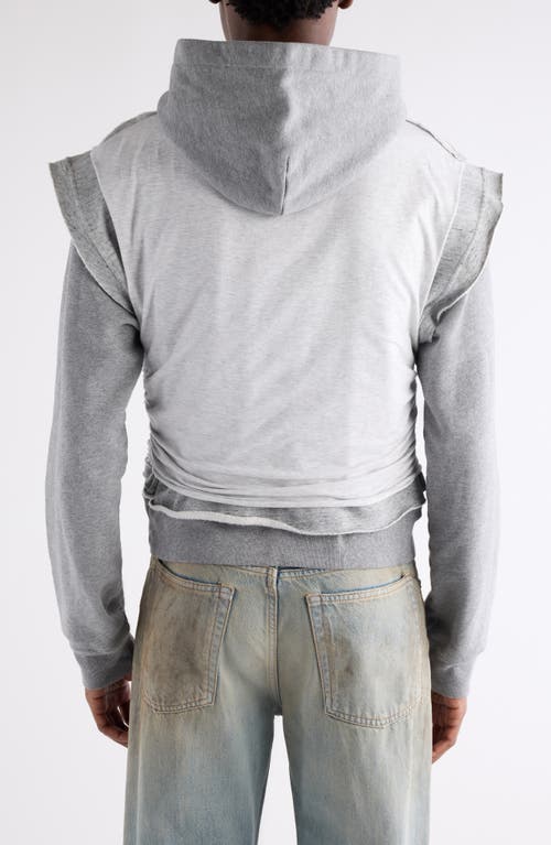 Acne Studios Frederico Stencil Logo Layered Hooded Sweatshirt In Gray