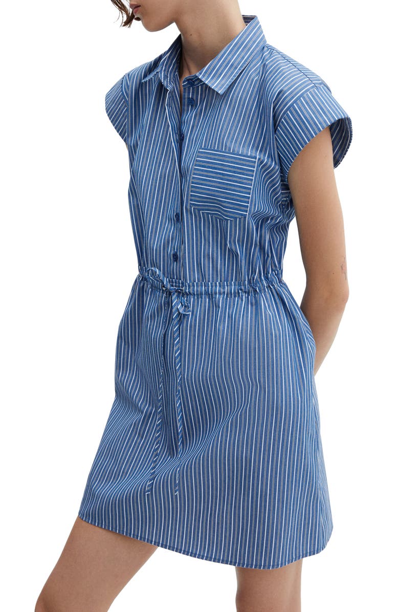 MANGO Stripe Cap Sleeve Shirtdress, Alternate, color, 