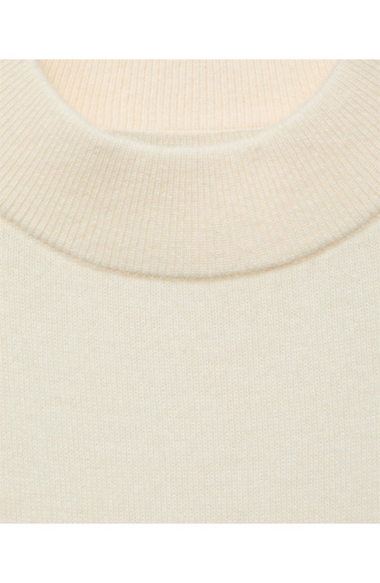 MANGO Selection Mock Neck Short Sleeve Wool & Cashmere Sweater, Alternate, color, Ecru