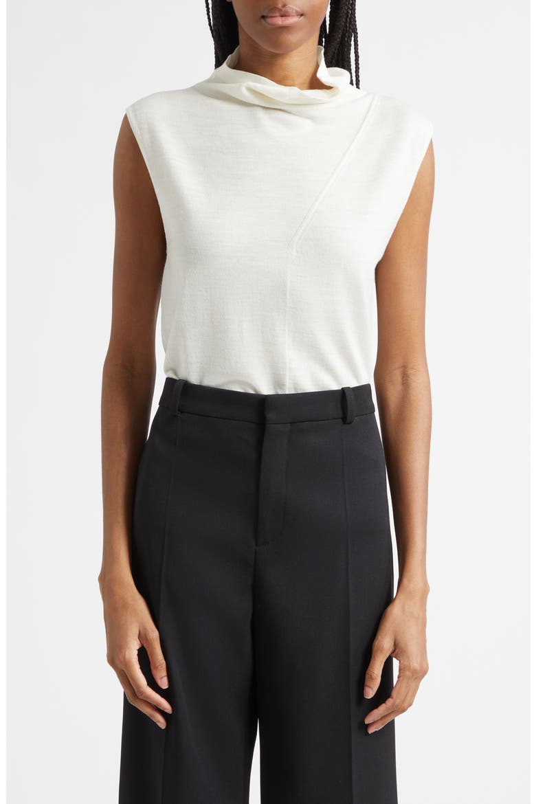 Honey Cowl Neck Sleeveless Wool Sweater, Main, color, CREAM