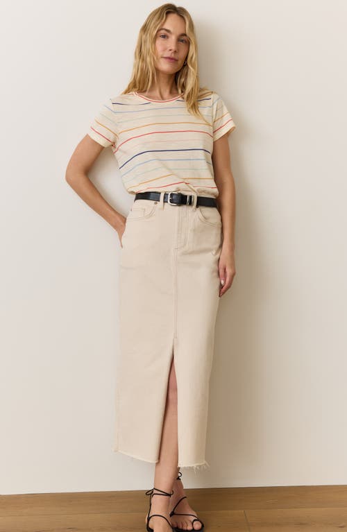 Marine Layer Striped Swing Crewneck Tee In Rainbow Stripe