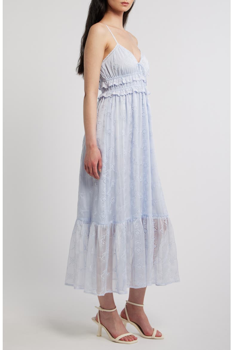 Ruffle Hem Eyelet Dress, Alternate, color, LIGHT BLUE
