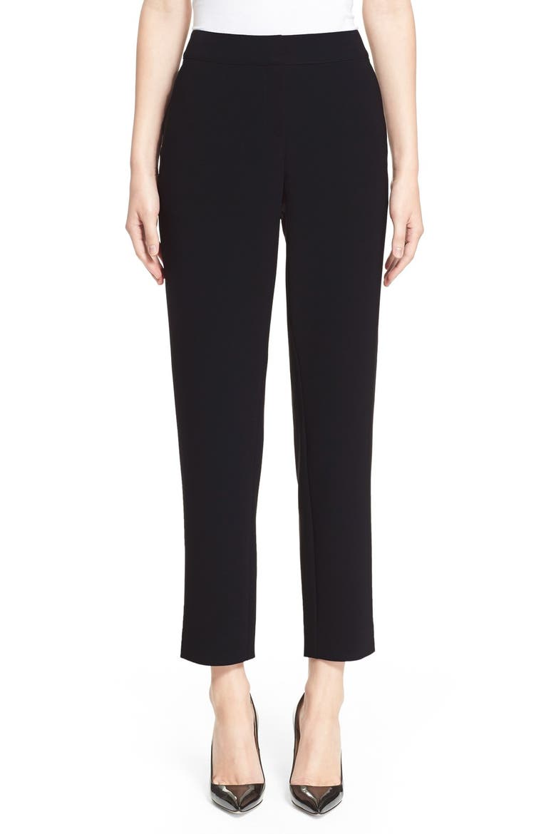 Emma Crop Crepe Marocain Pants, Main, color, CAVR CAVIAR