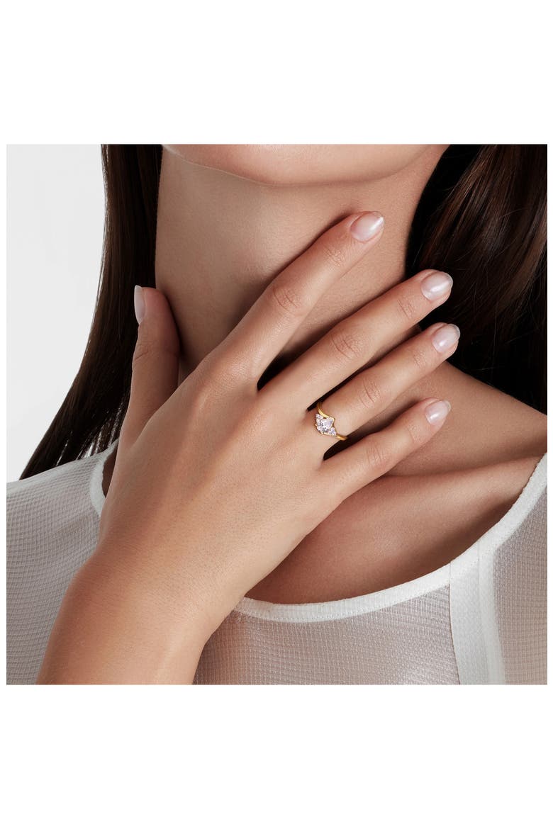 Lab Created Pear Shape Moissanite Ring, Alternate, color, WHITE