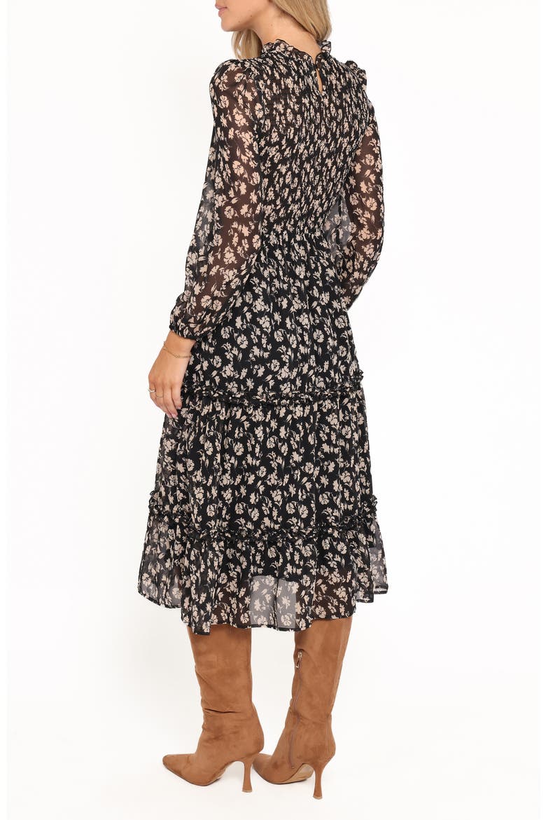 Edwina Floral Print Long Sleeve Dress, Alternate, color, BLACK DITSY FLORAL