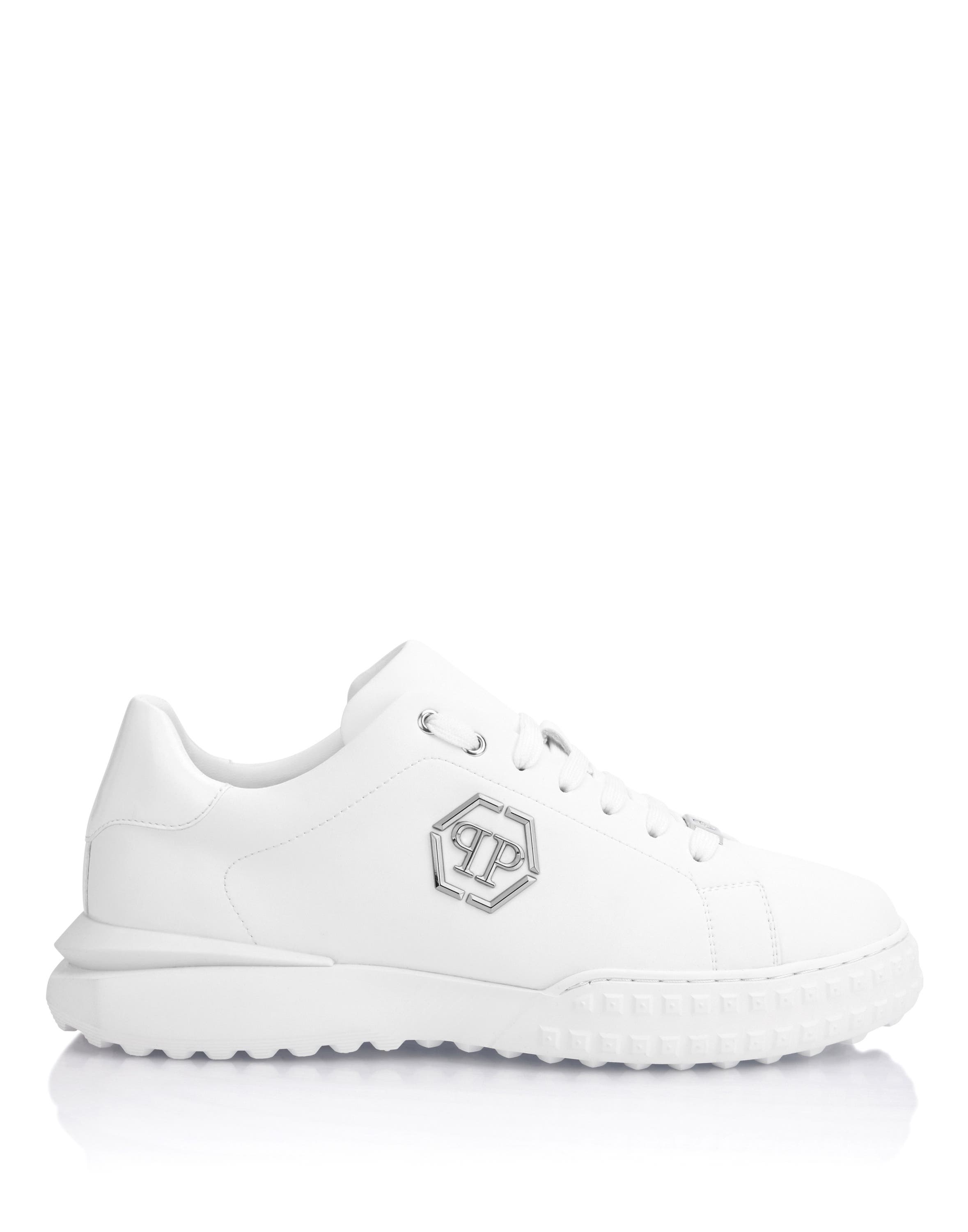 Nappa Leather Low-Top Sneakers Hexagon Unisex, Alternate, color, white