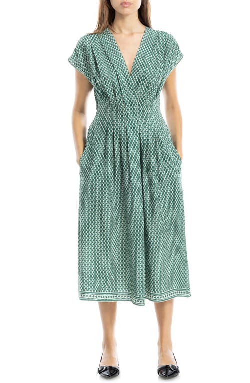 Max Studio Front Pleat Midi Dress In Multi