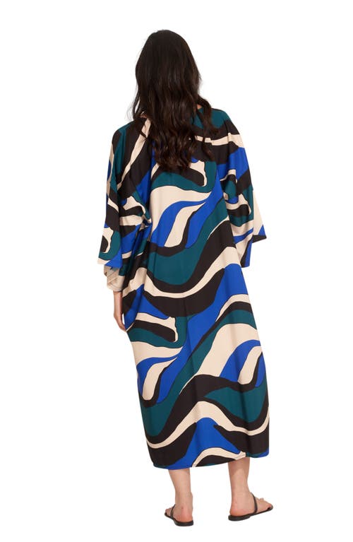 Gottex Beach Life Iris Midi Swim Cover Up Kimono In Multi/blu