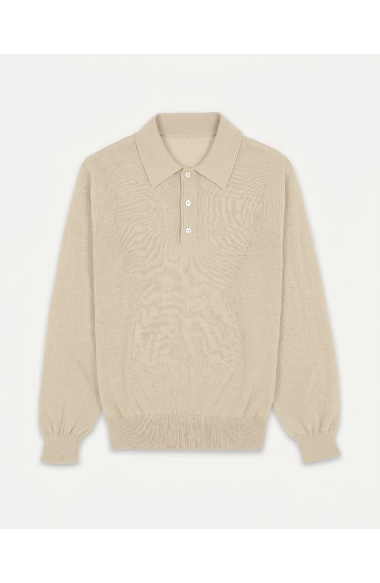 Fortela Bennet Long Sleeve Cotton Polo, Main, color, Ecru