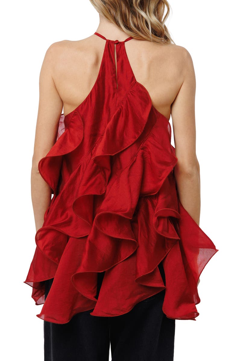 CIEBON Echo Ruffle Halter Neck Top, Alternate, color, Red