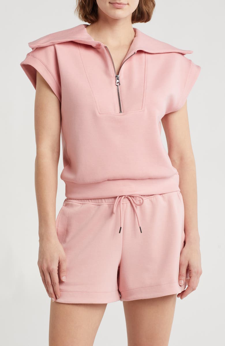 90 DEGREE BY REFLEX Monaco Scuba Knit Half Zip Pullover, Main, color, Blush