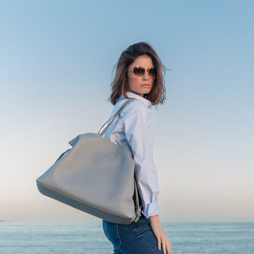 Esin Akan 2-in-1 Emma Leather Tote Bag In Grey