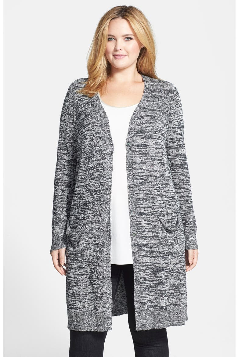 Long Seasonless Silk Twist Cardigan, Main, color, CHARCOAL