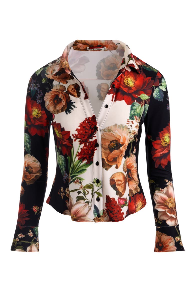Freya Nipped Waist Button Down Top, Alternate, color, FLORAL RADIANCE