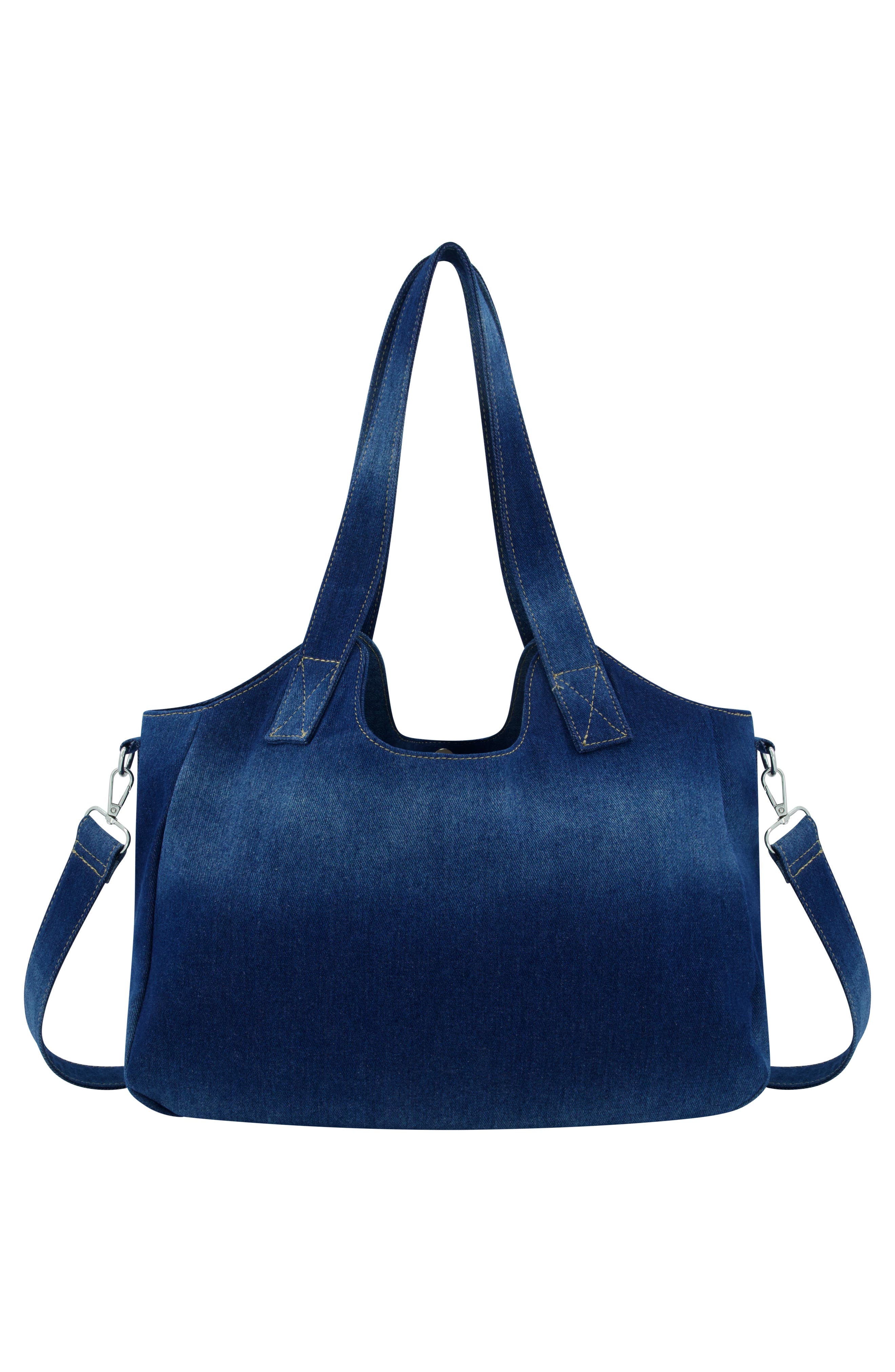 True Religion Brand Jeans Horseshoe Stitched Denim Shoulder Bag, Alternate, color, Dark Denim