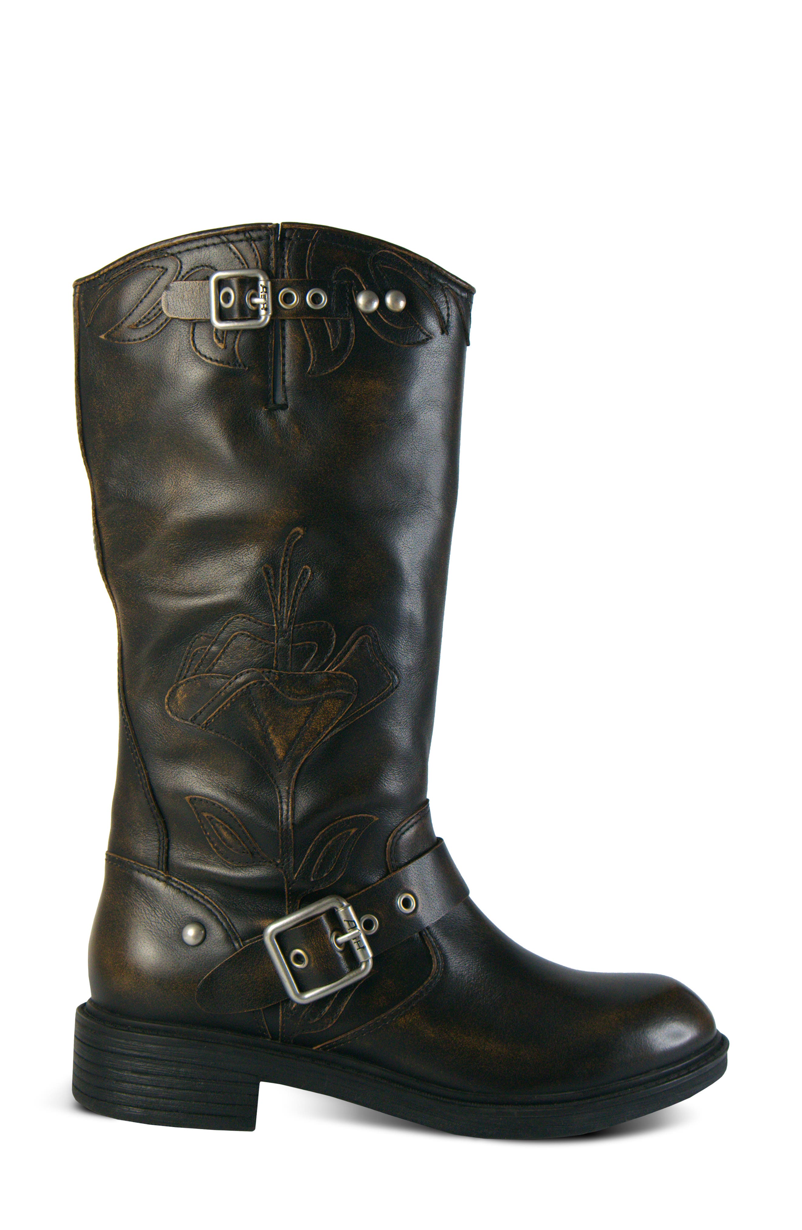 Flax Moto Boot, Alternate, color, BLACK DISTRESSED