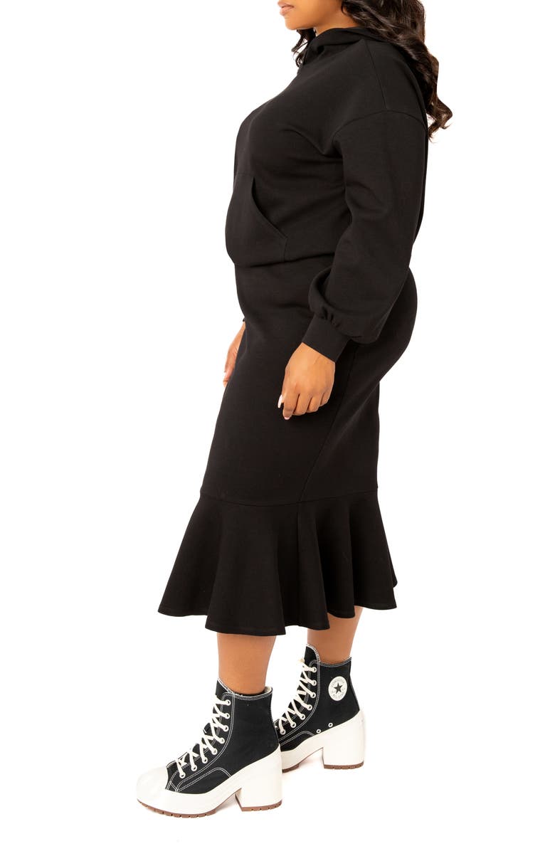BUXOM COUTURE Scuba Knit Hoodie & Midi Skirt Set, Alternate, color,