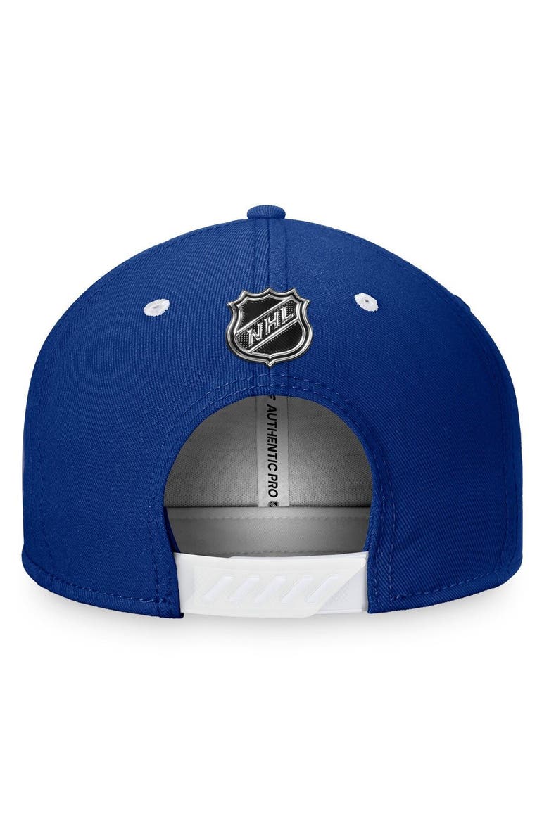 Men's Fanatics Branded Blue/White Toronto Maple Leafs 2022 NHL Draft Authentic Pro Snapback Hat, Alternate, color, Blue