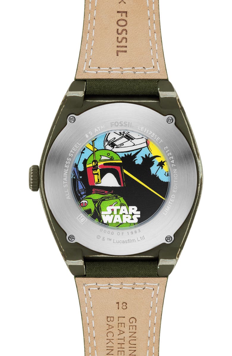 Fossil x Star Wars<sup>™</sup> Limited Edition Boba Fett Ventile<sup>®</sup> Strap Watch, 43mm, Alternate, color, 