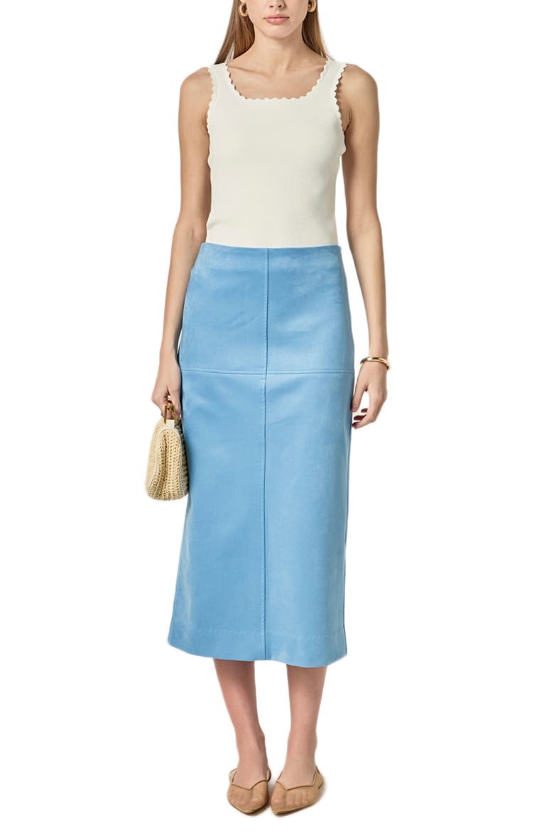 Faux Suede Midi Skirt, Alternate, color, SLATE BLUE