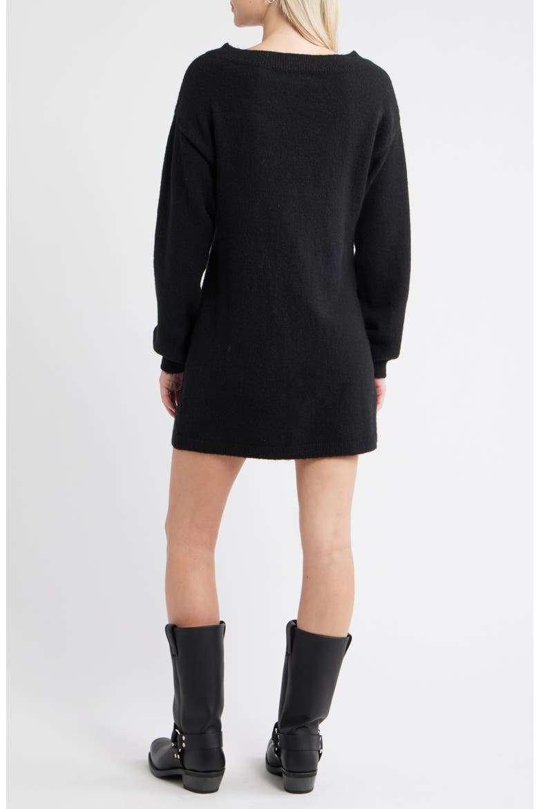 Sweater Minidress, Alternate, color, BLACK