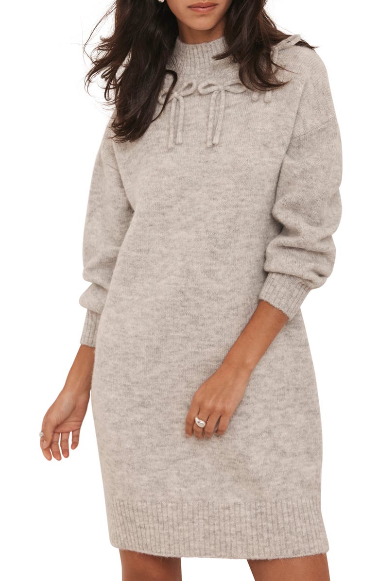 MINT VELVET Knit Bow Jumper Dress, Alternate, color, Grey