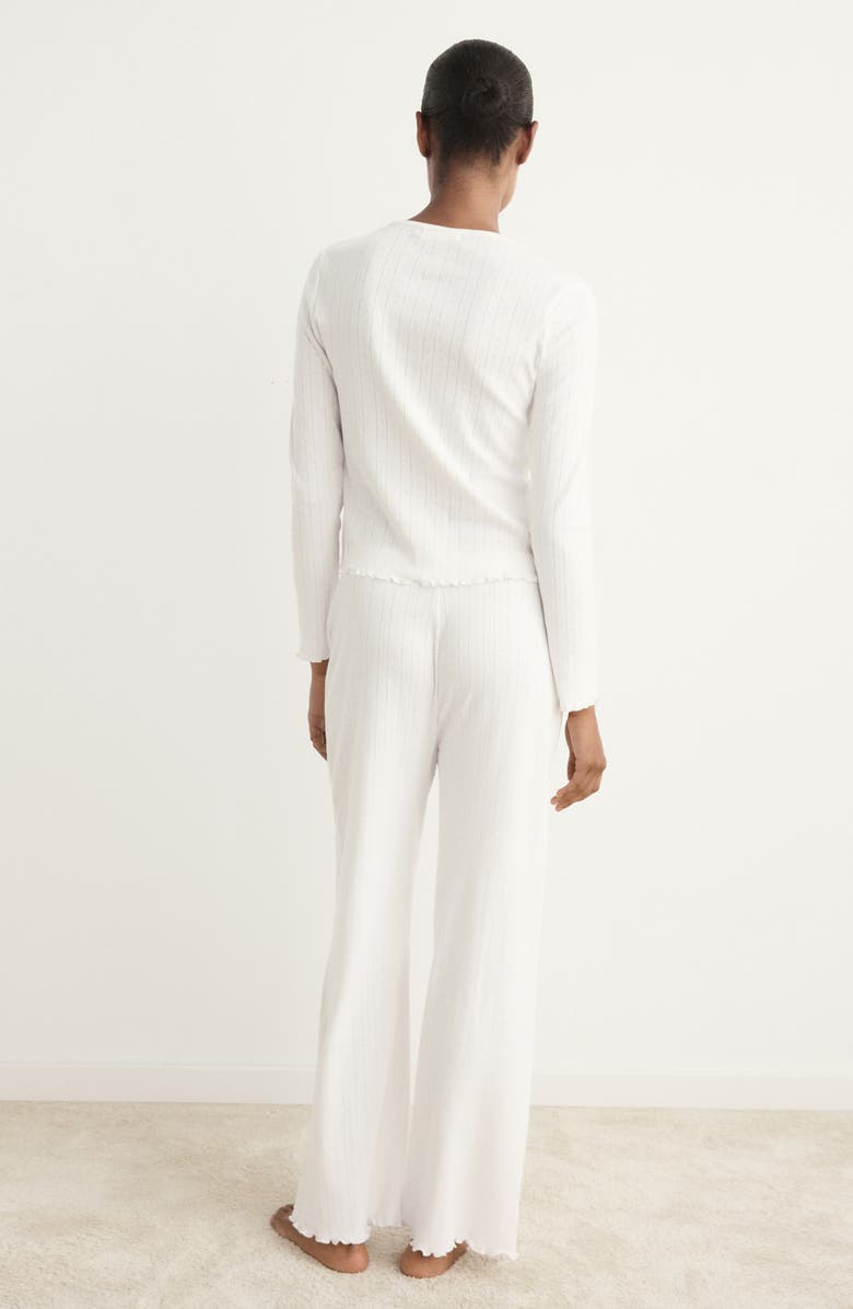 MANGO Pointelle Cotton Pajamas, Alternate, color, White