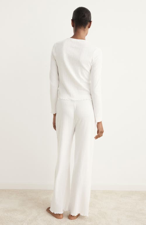 Mango Pointelle Cotton Pajamas In White