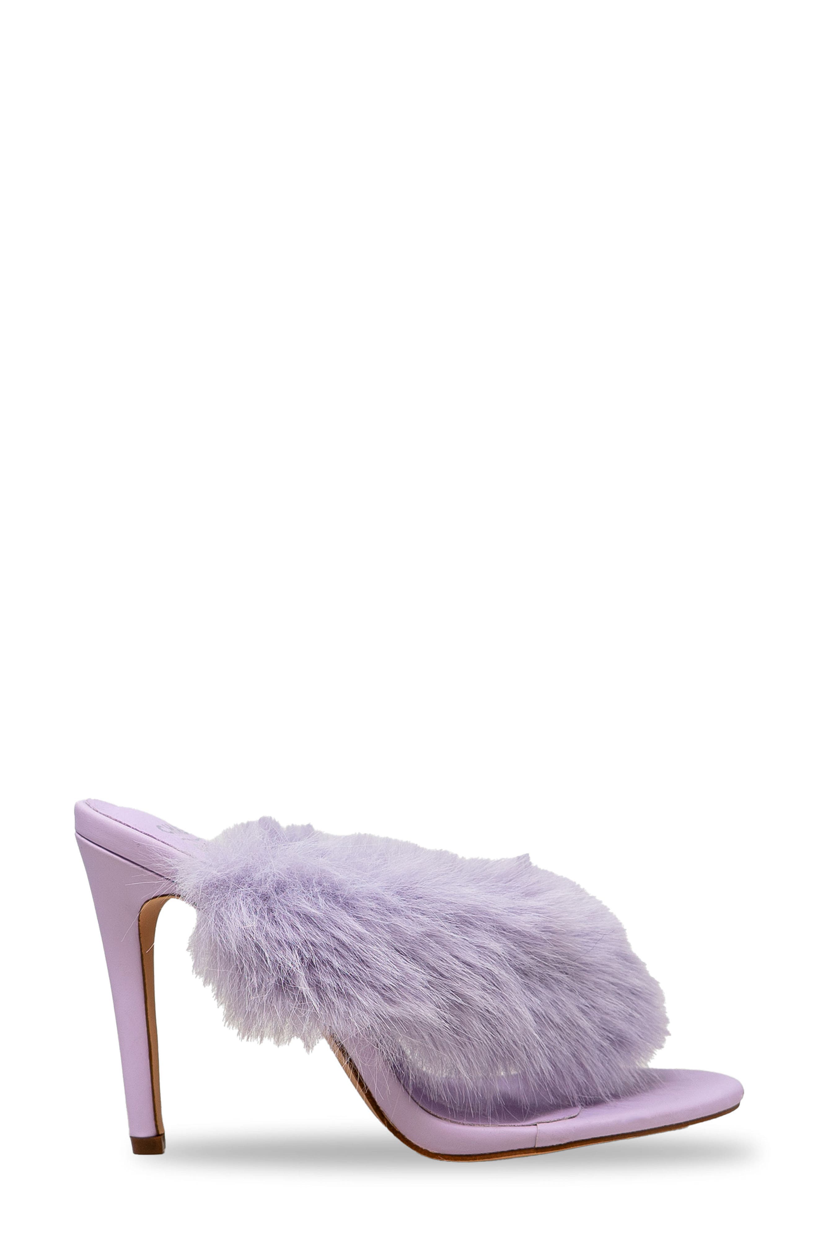 Post Toe Faux Fur Stiletto Sandal, Alternate, color, LILAC PU