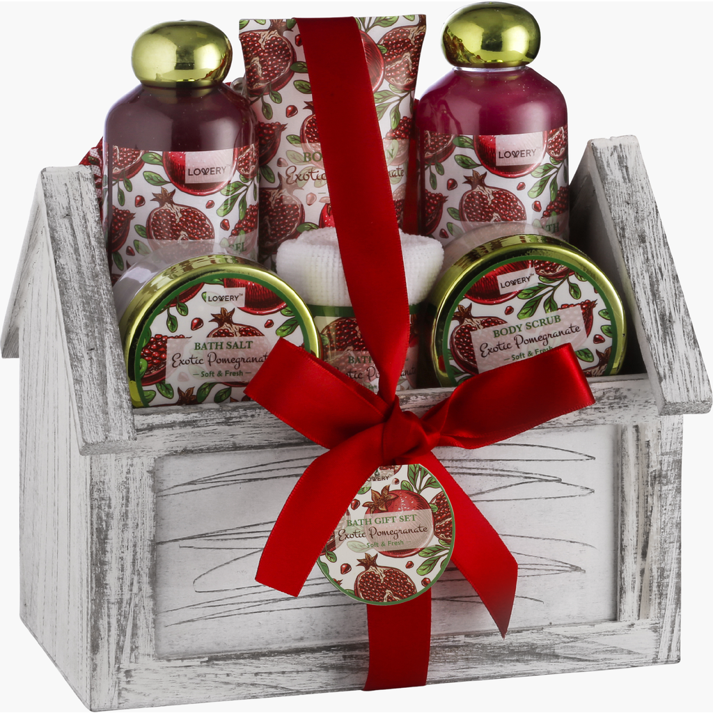 Lovery Exotic Pomegranate 8-piece Home Spa Gift Set