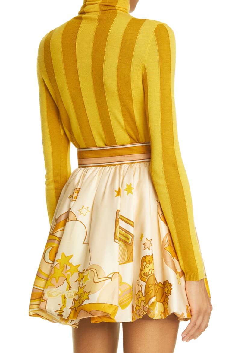 Concert Stripe Funnel Neck Sweater, Alternate, color, MUSTARD/ YELLOW STRIPE