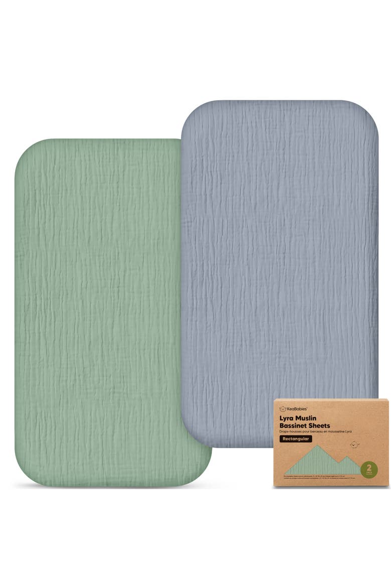 2-Pack Lyra Muslin Bassinet Sheets, Main, color, Slate