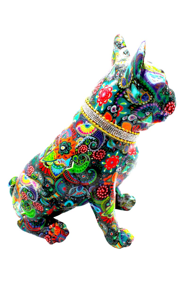 INTERIOR ILLUSIONS Flower Sitting French Bulldog Statue, Alternate, color, Multi-Color