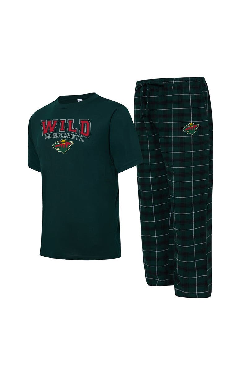 CONCEPTS SPORT Men's Concepts Sport Green/Black Minnesota Wild Arctic T-Shirt & Pajama Pants Sleep Set, Alternate, color, 