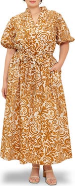 FLYING TOMATO Printed Cotton Maxi Dress