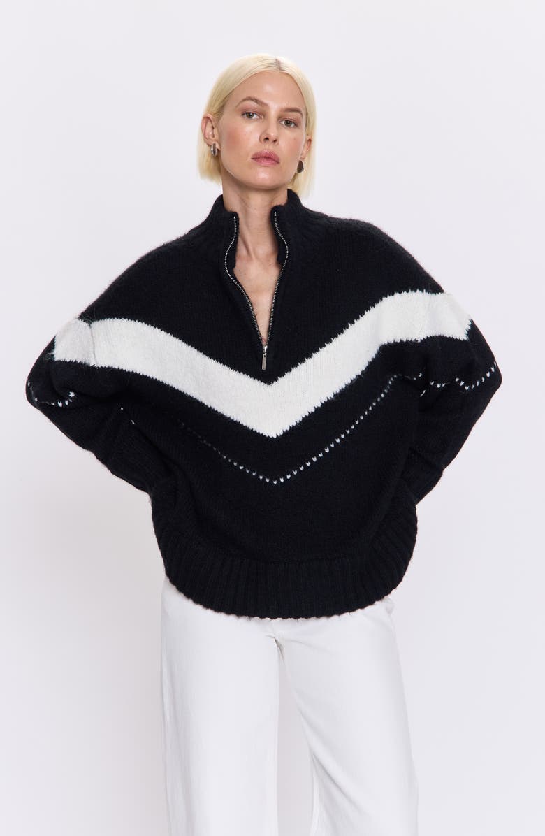 Pistola Arden Chevron Stripe Quarter Zip Sweater, Alternate, color, Black Vanilla Ice