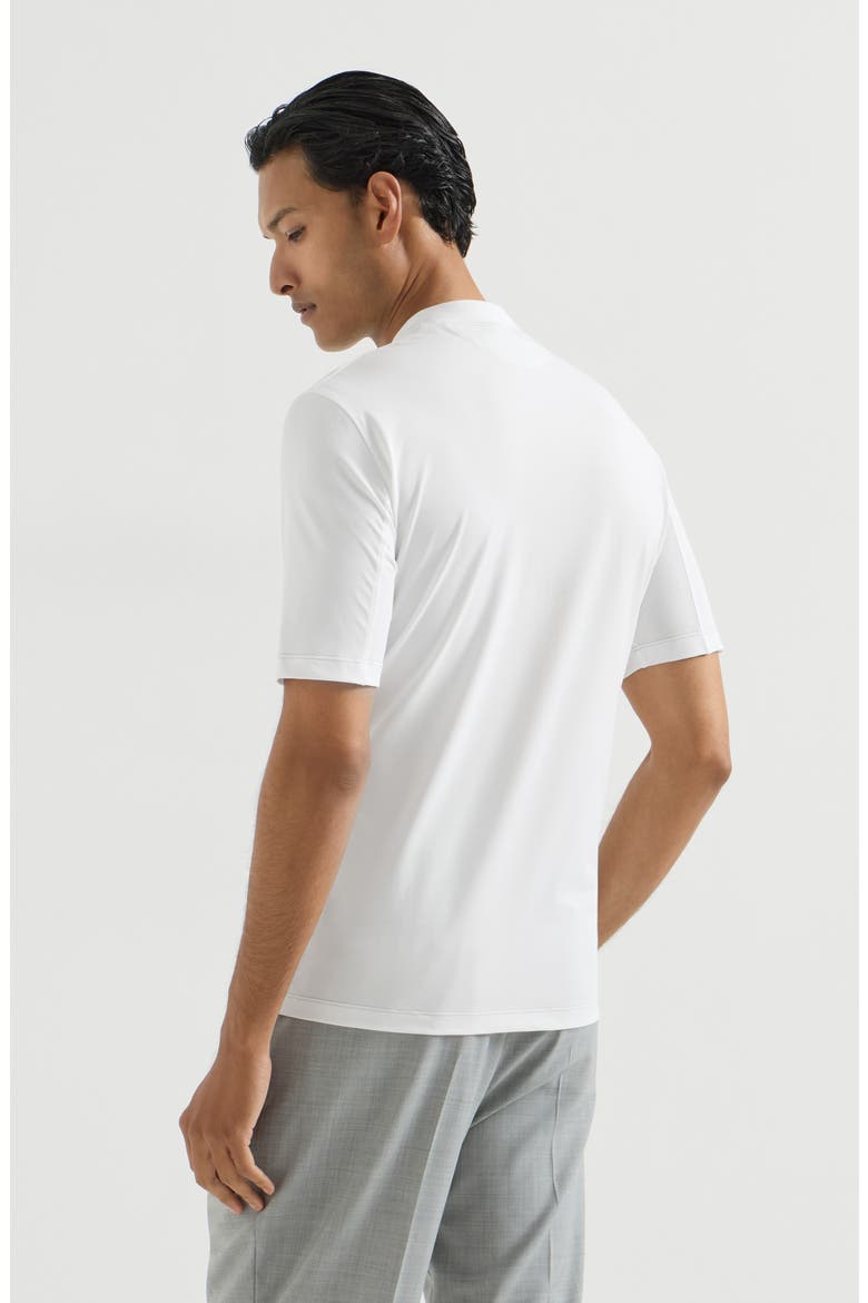 Techno piqué mock neck T-shirt with logo, Alternate, color, White