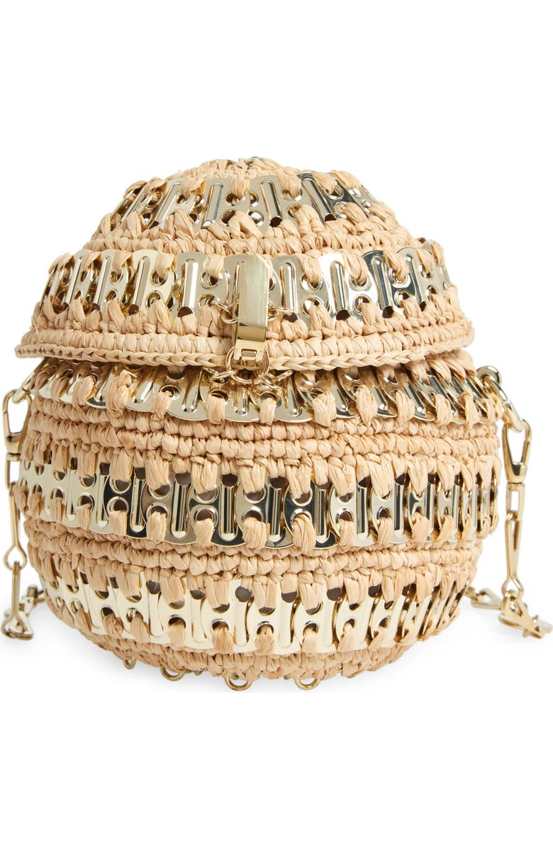 Rabanne 1969 Ball Raffia Shoulder Bag, Main, color, Natural / Light Gold