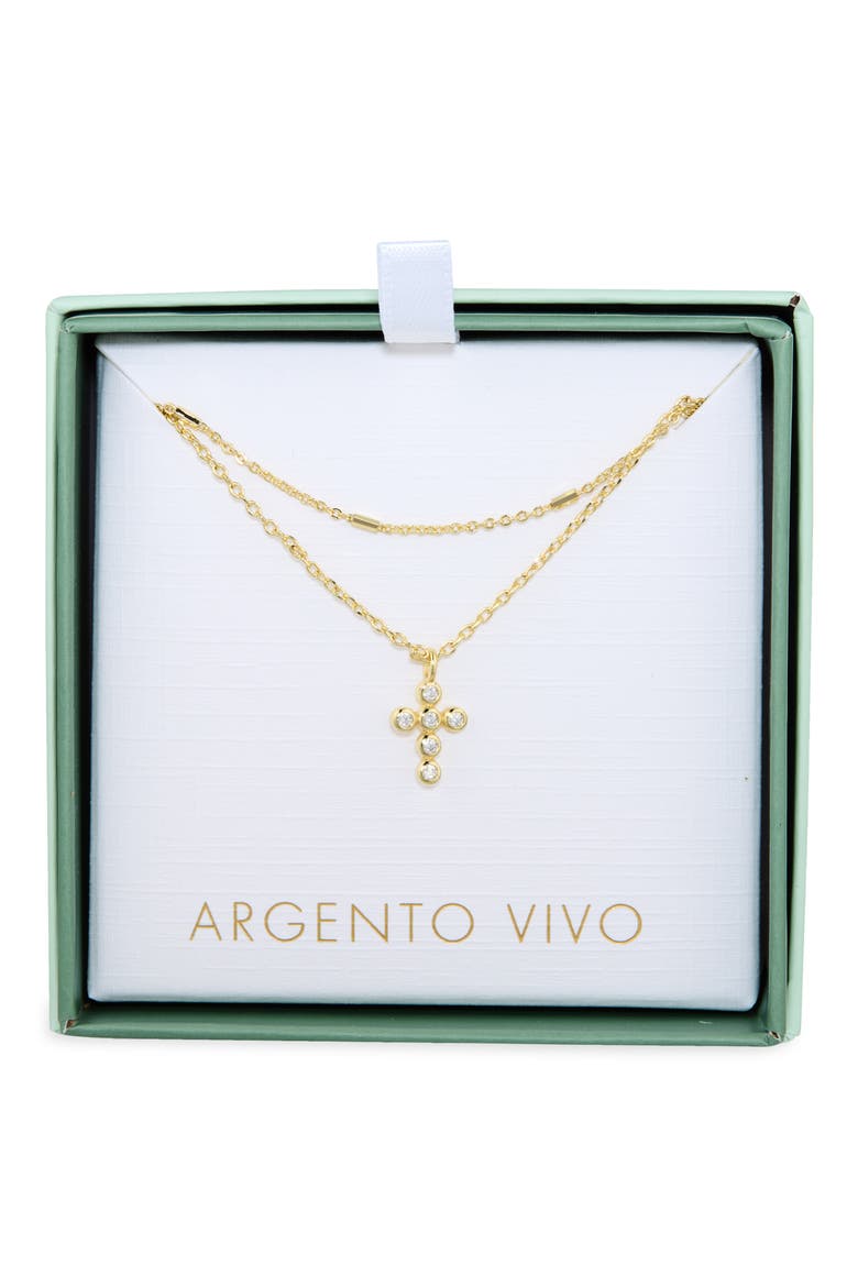 Layered Mini Cross Pendant Necklace, Main, color, GOLD