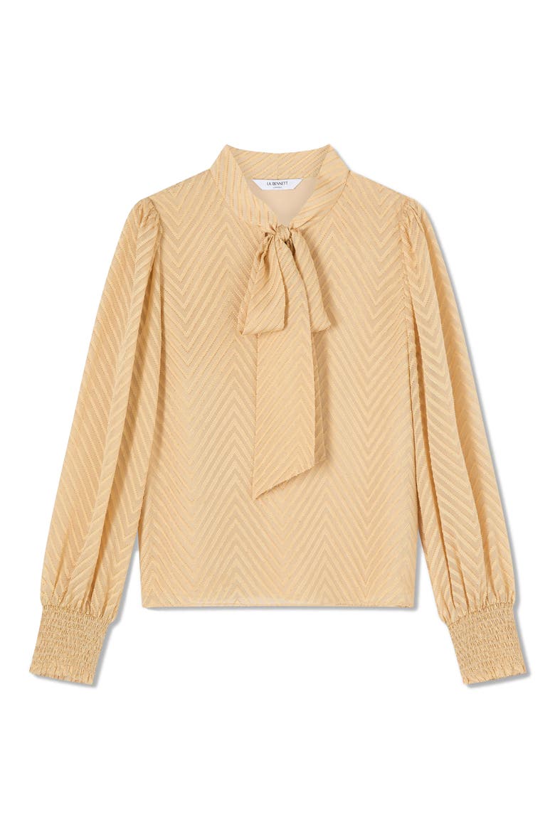 Polly Long Sleeve Silk Blend Devoré Top, Alternate, color, CAMEL